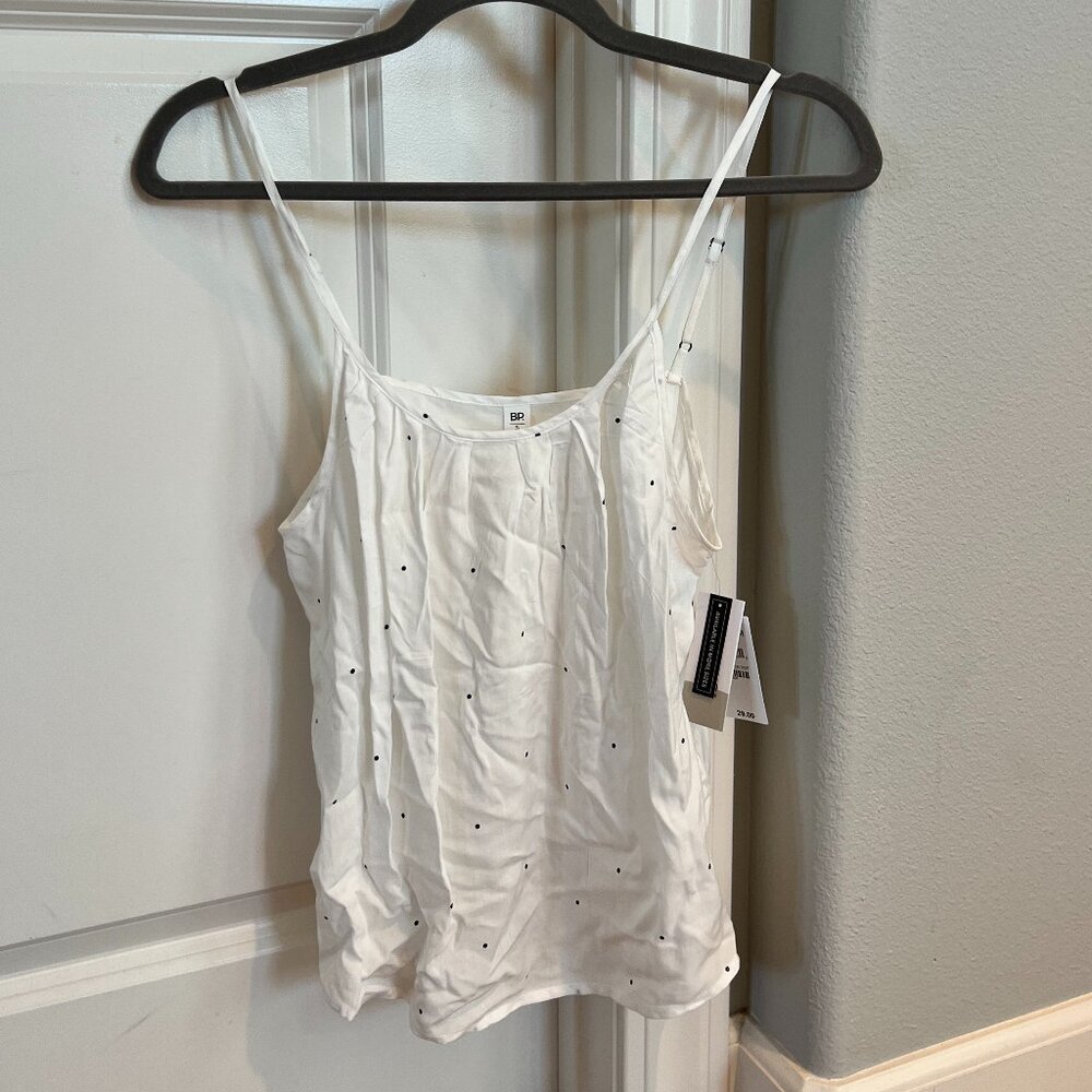 Nordstrom BP Constance Dot Top Ivory Black Dots Adjustable Tank Straps NWT